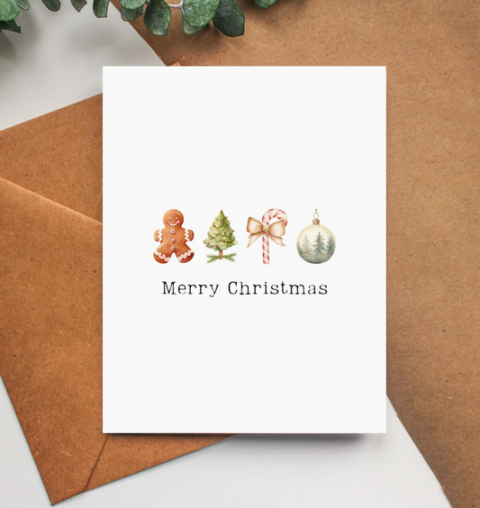 holiday essentials "merry christmas" card