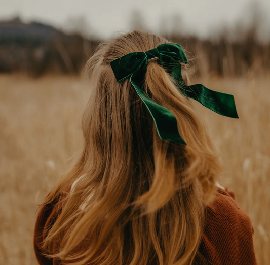 velvet bow barrette