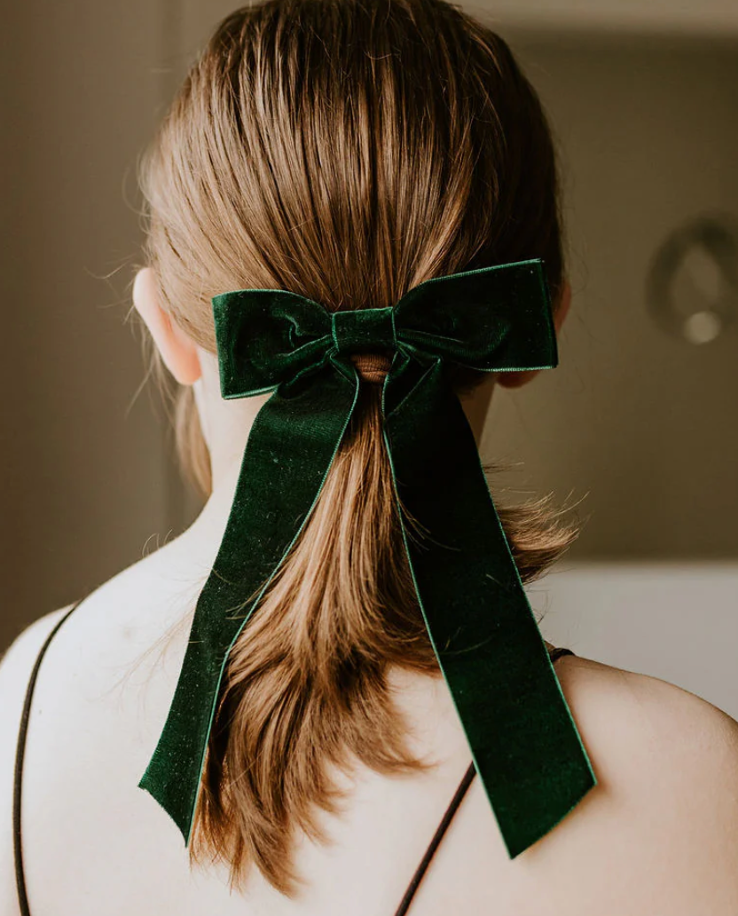 velvet bow barrette